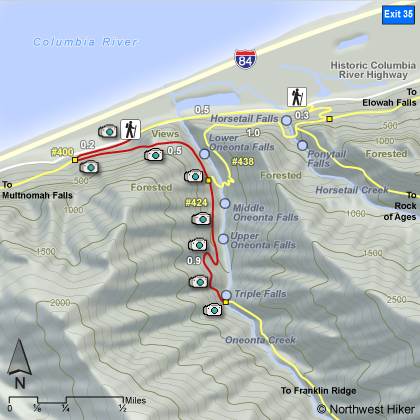 Triple Falls Hike map