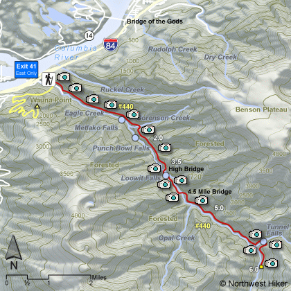 Tunnel Falls Hike map