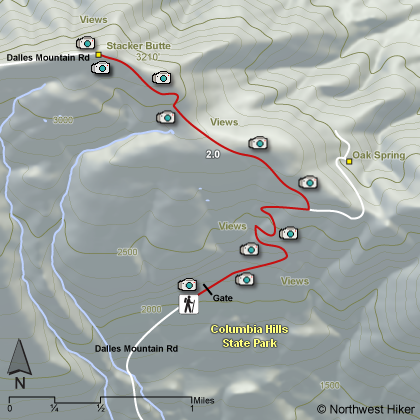 Columbia Hills - Stacker Butte Hike map